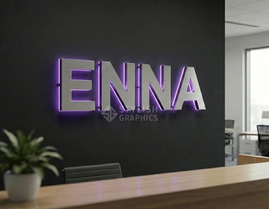 backlit sign for reception in Dubai - Stylish Graphics